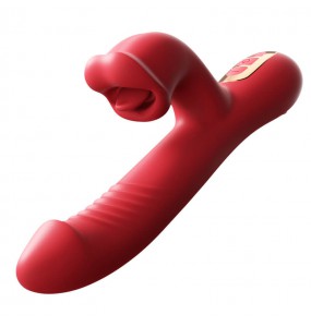 MizzZee - LipsJoy Automatic Thrusting Tongue Licking Vibrator (Chargeable - Red)